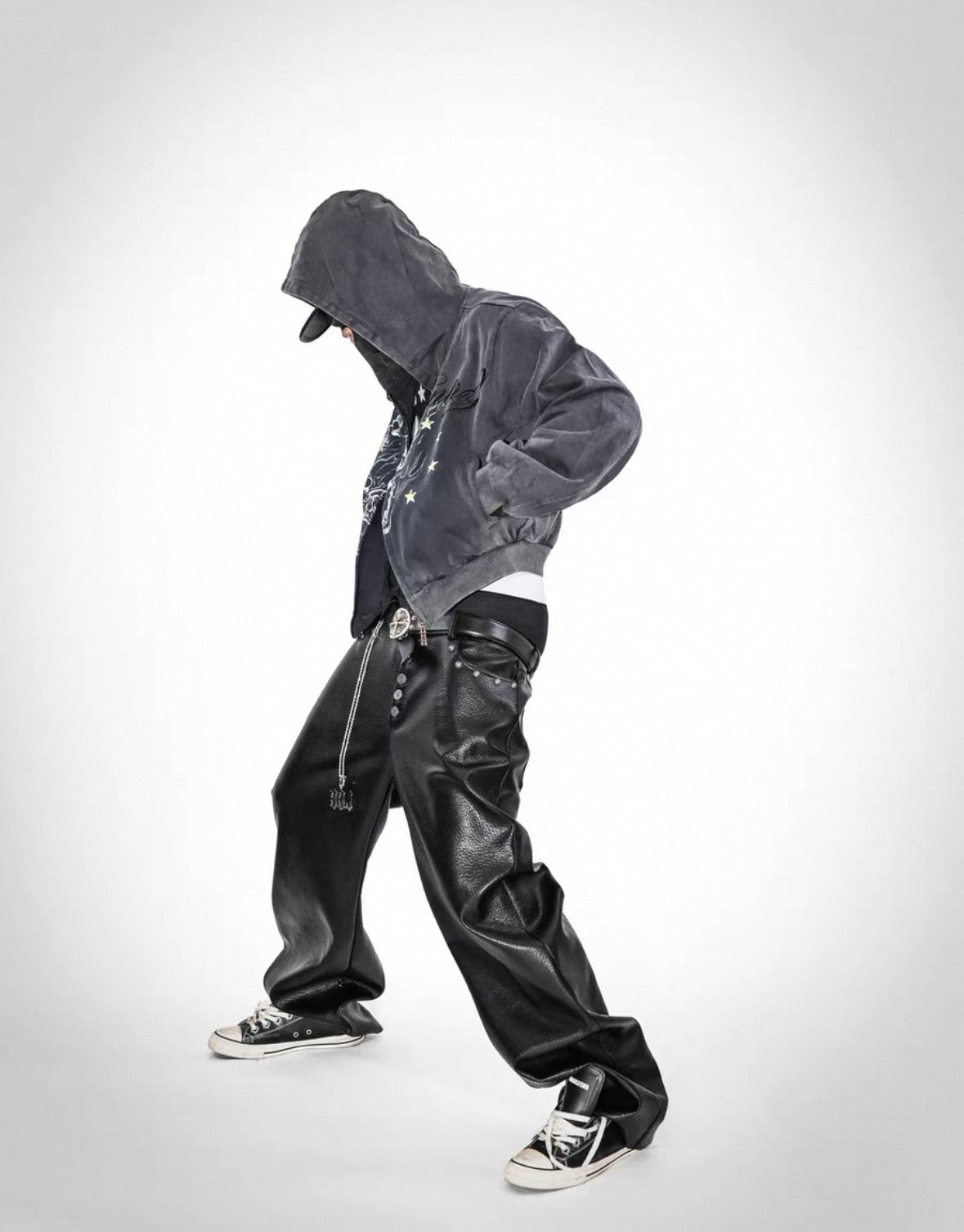 LOSECONTROLEDGE PU leather Wide Pants