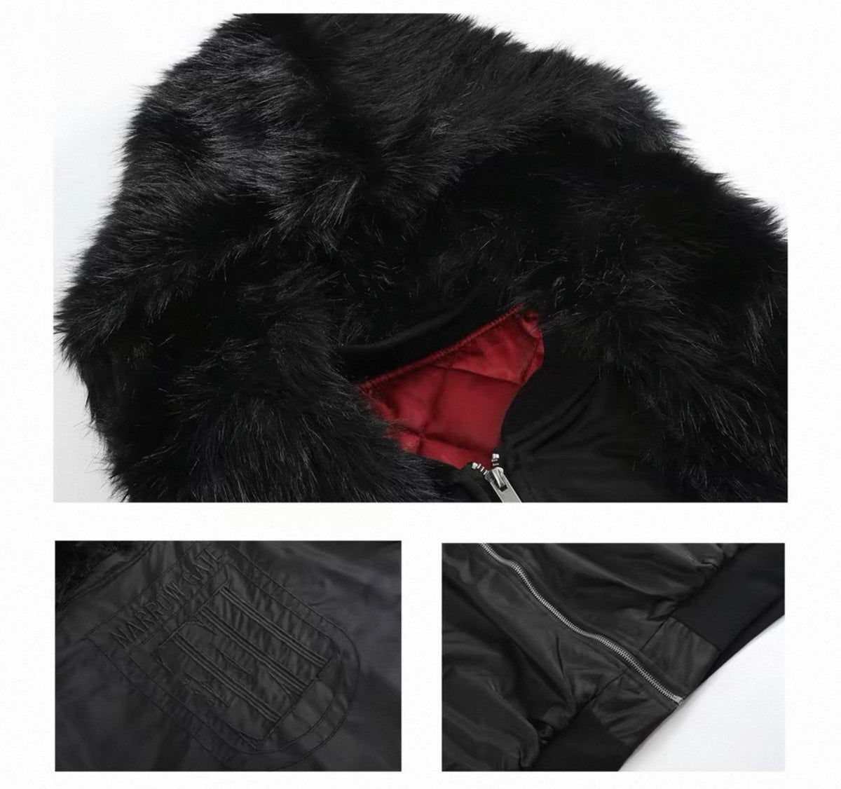 Cross Graphic Detachable Fur Collar Hooded MA-1 Jacket
