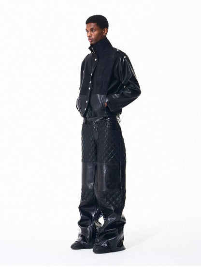 FOURTH3EX PU Leather Wide Pants