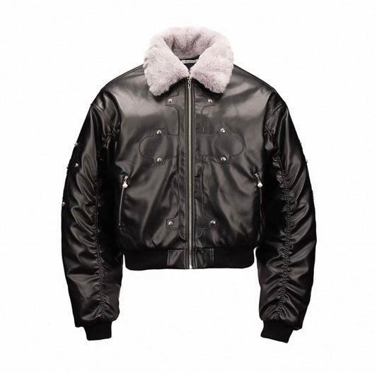 PAIKI PU Leather Bomber Jacket