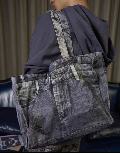 WANNA LAB Denim Print  Bag
