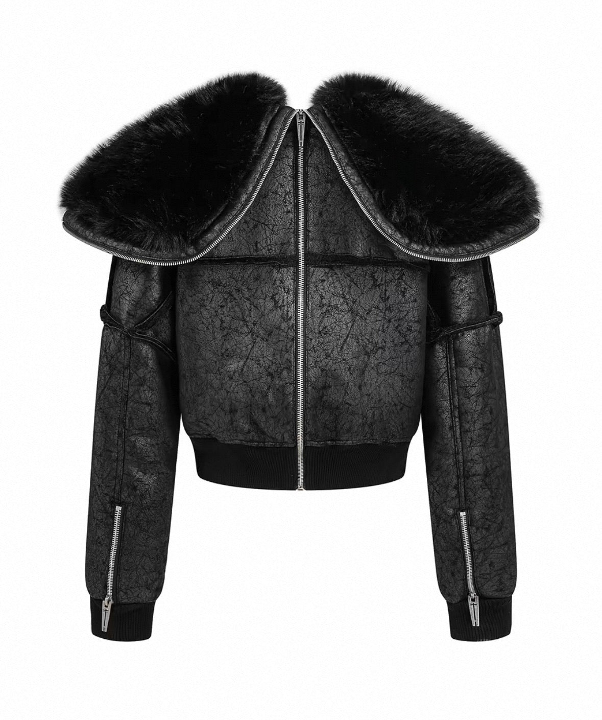 REBEL WAVE PU Leather Far Jacket