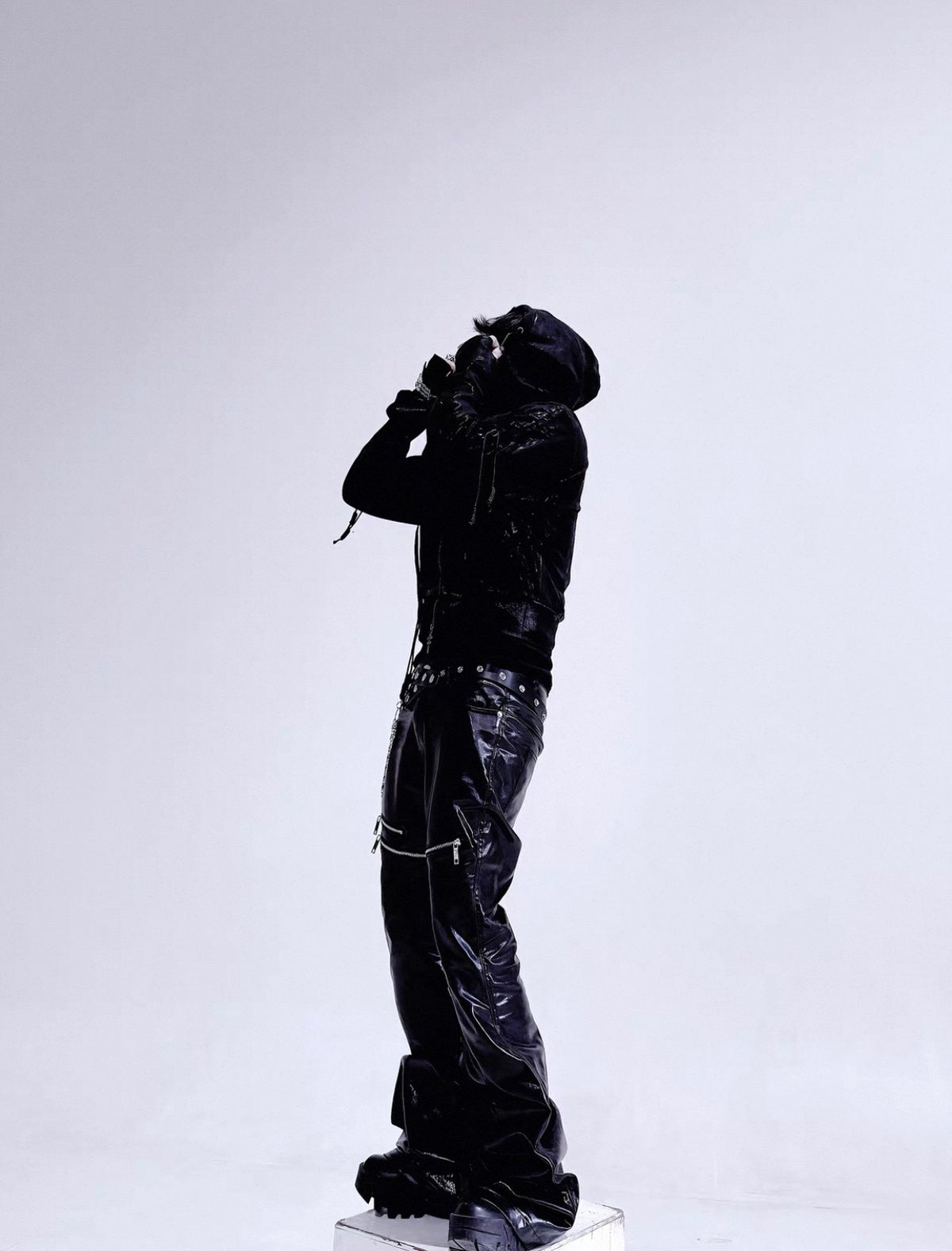 Waxed Hooded Zip-Up Jacket
