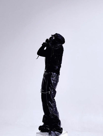 Waxed Hooded Zip-Up Jacket