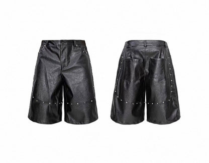 LOSECONTROLEDGE PU  Leather Long Half Pants