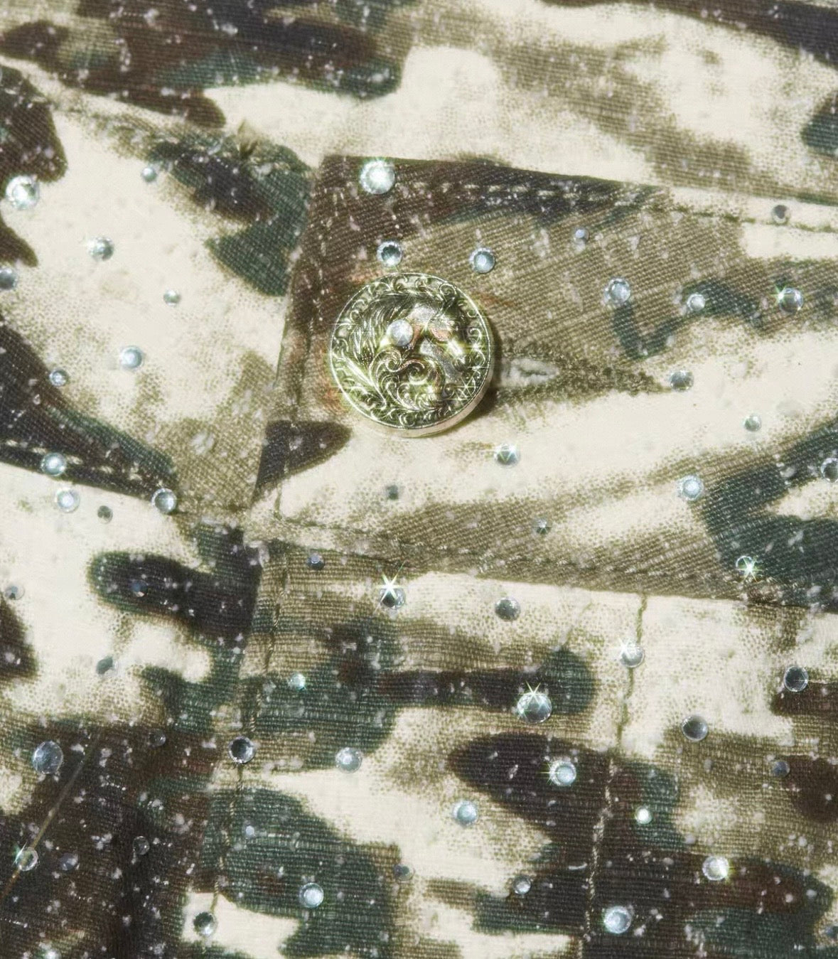 18K Rhinestone Camouflage Cargo Pants