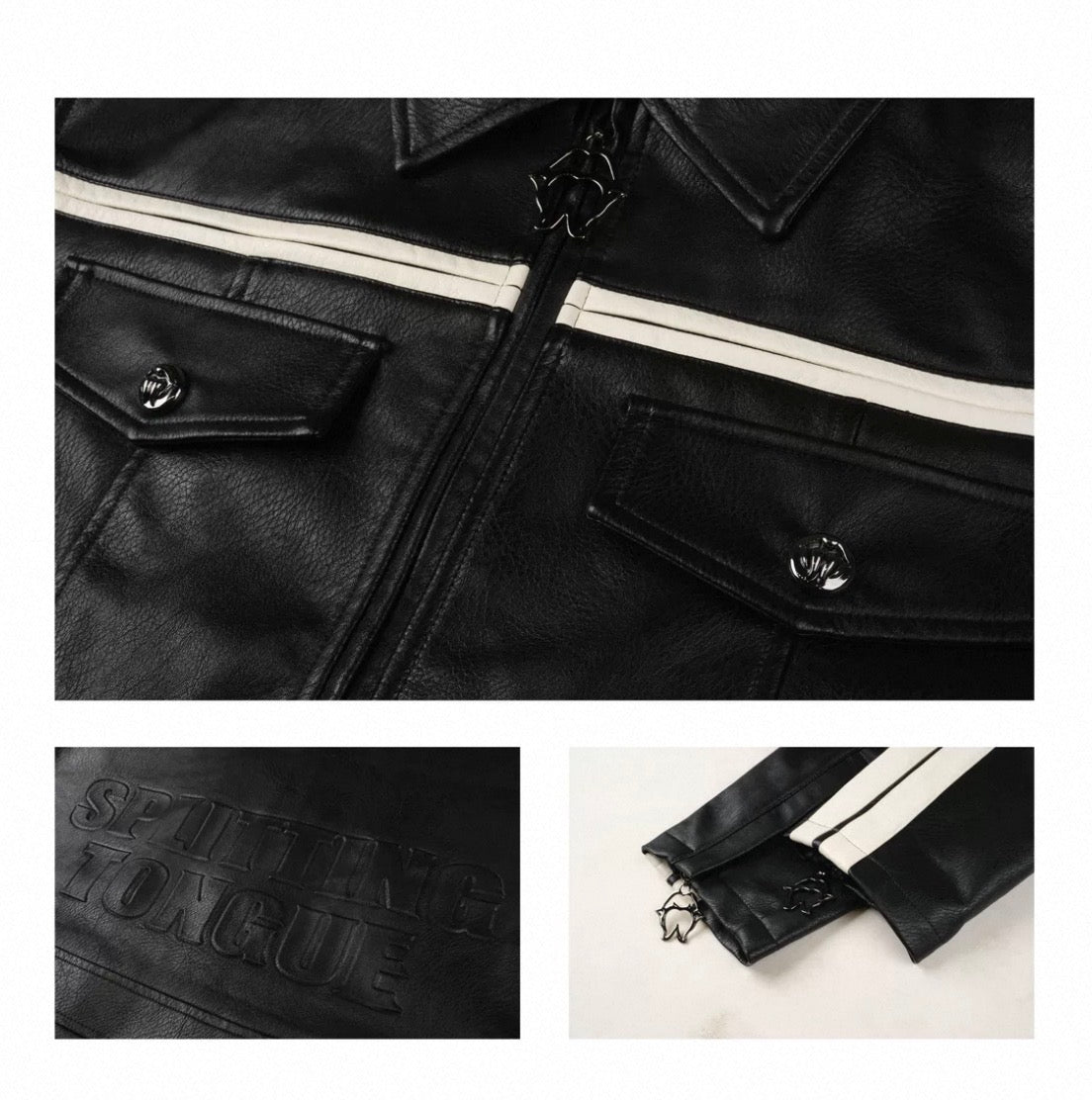 THEWET PU Lether Line Short Jacket