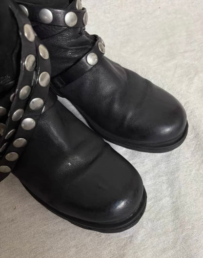 Vintage Studded Leather Engineer Boots