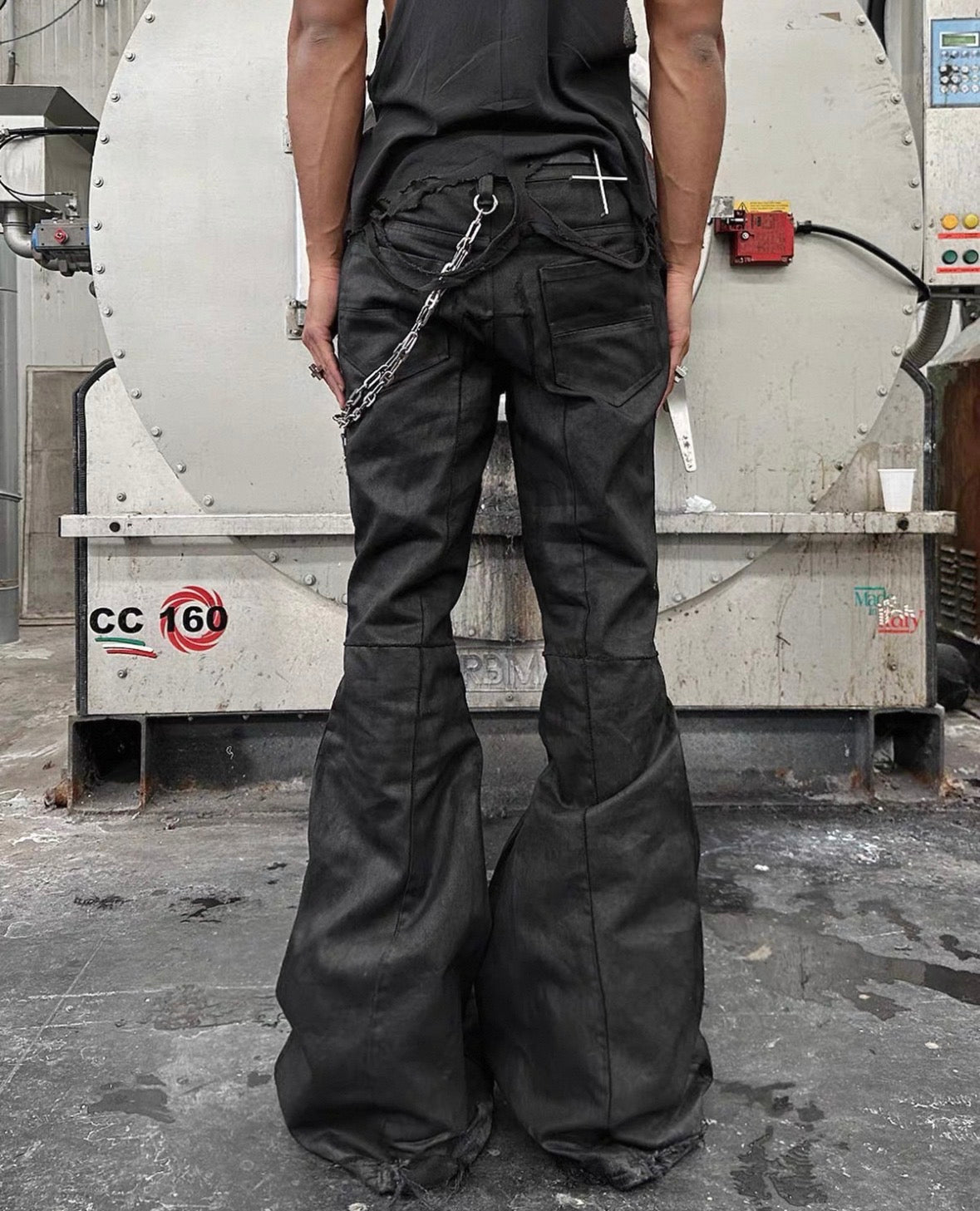 BLACK K Patch Work Flare Pants