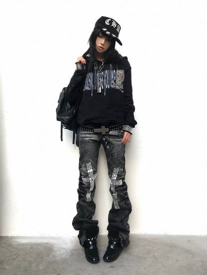 EZWIK Studs Cross Hoodie