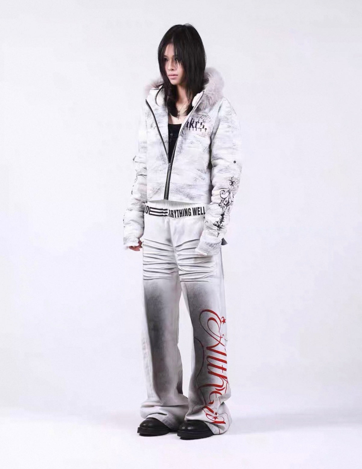 Washed Vintage Fur Collar Hooded Jacket