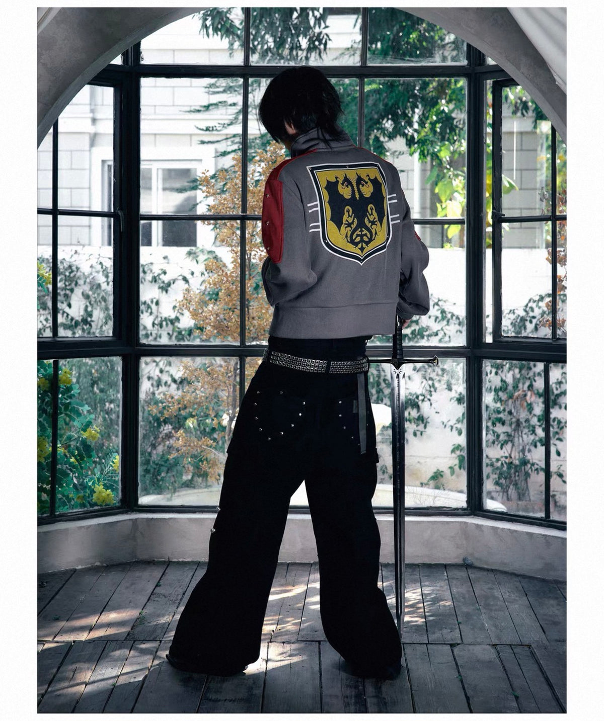 Star Knight Stand Collar Fleece Zip-Up Sweatshirt Jacket