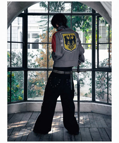 Star Knight Stand Collar Fleece Zip-Up Sweatshirt Jacket