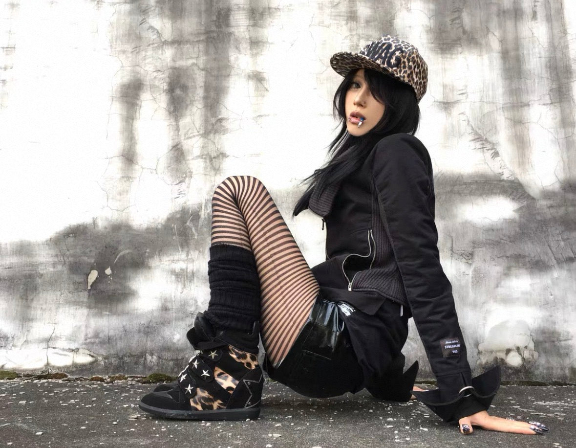 Vintage Leopard Platform Sneakers