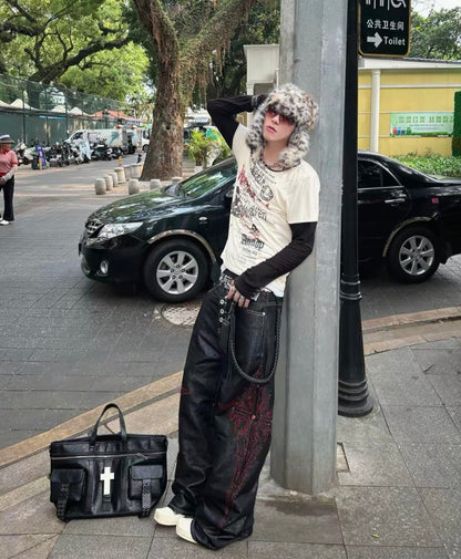 Rhinestone Glitter Baggy Jeans