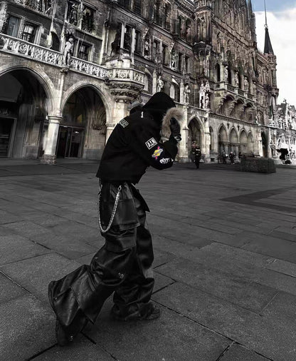 REBELWAVE  3D PU Leather Pants