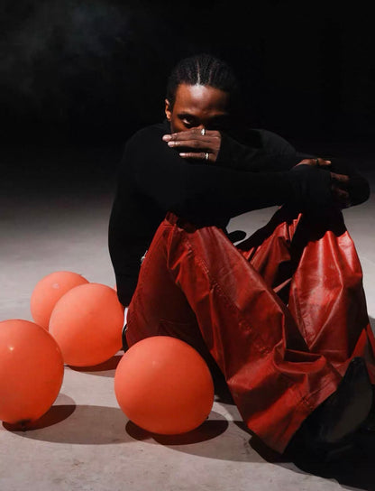 REVEL WAVE Red Lether Flare Pants