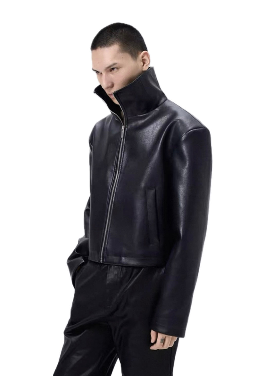 FRKM SCD High Neck PU Leather Jacket