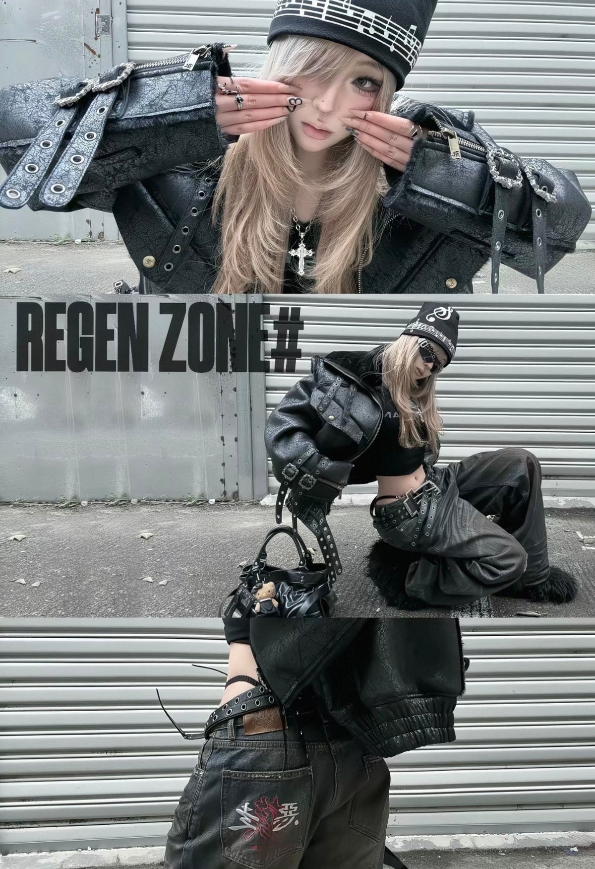 REGEN ZONE ディストレスト レザーファージャケット SELFISH