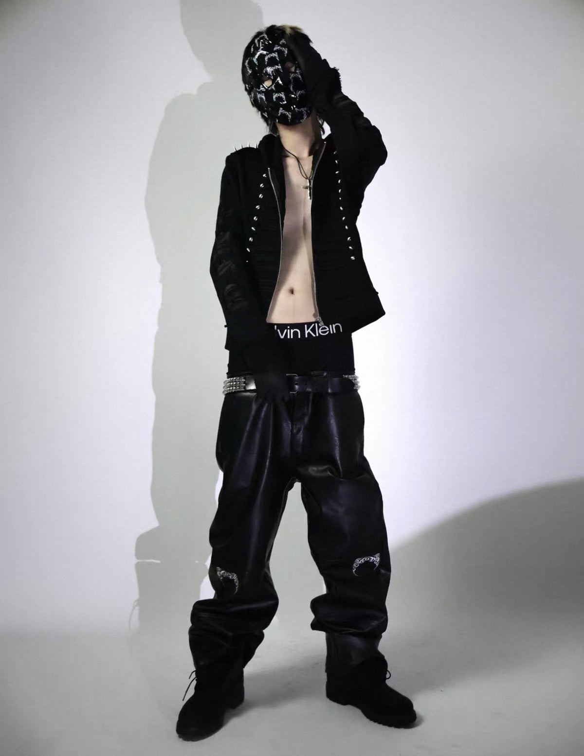 2000s Studded Hooded Zip-Up Jacket