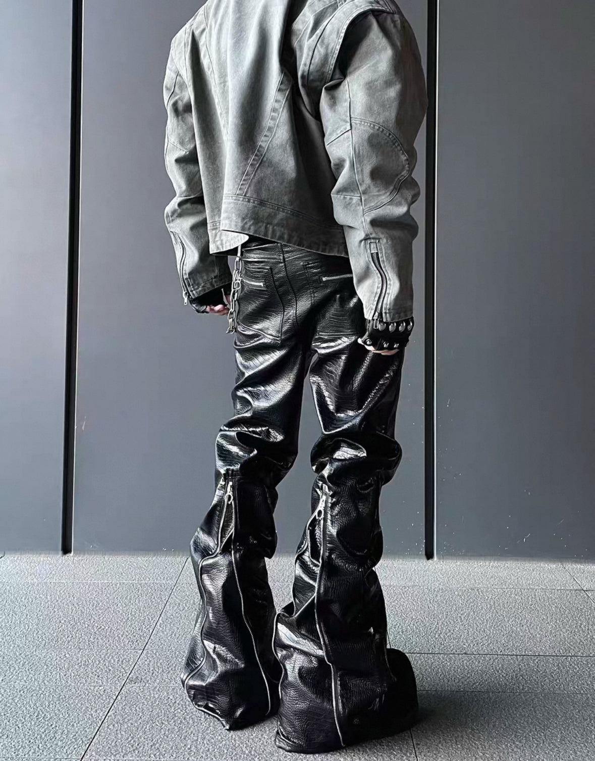 DARK FOG PU Leather Flare Pants