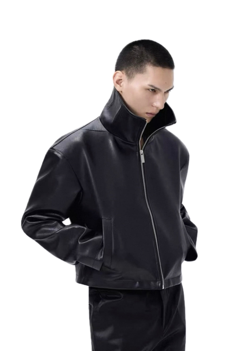 FRKM SCD High Neck PU Leather Jacket