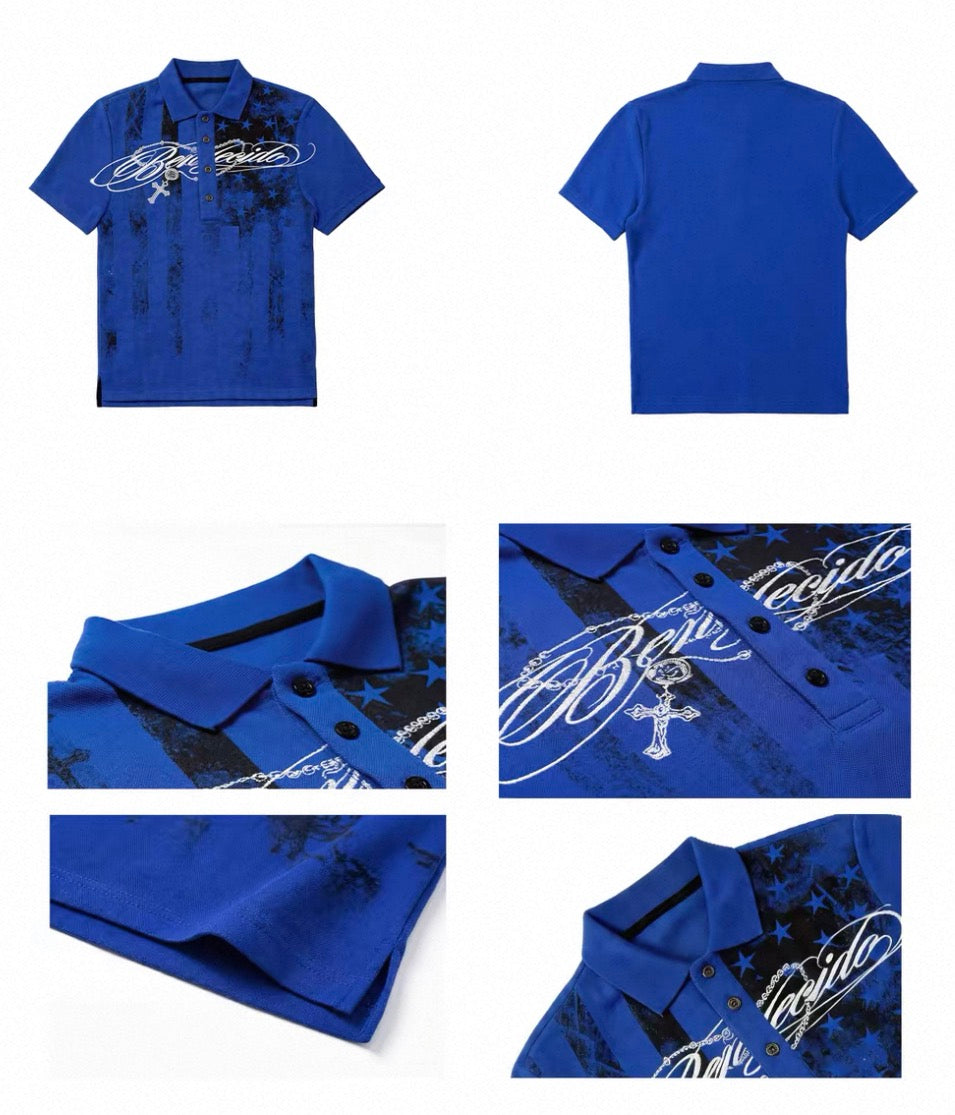 Star All-Over Print Polo Shirt