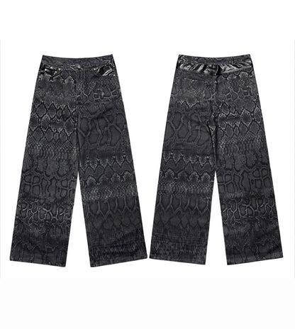 Snakeskin Panel Stacked Black Jeans