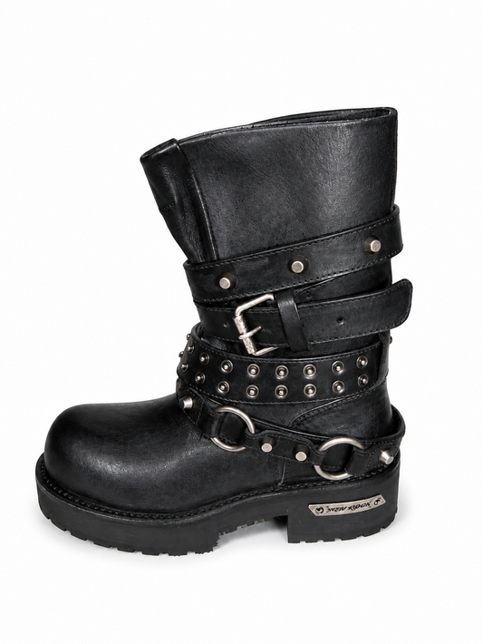 Waxed Leather Engineer Combat Boots