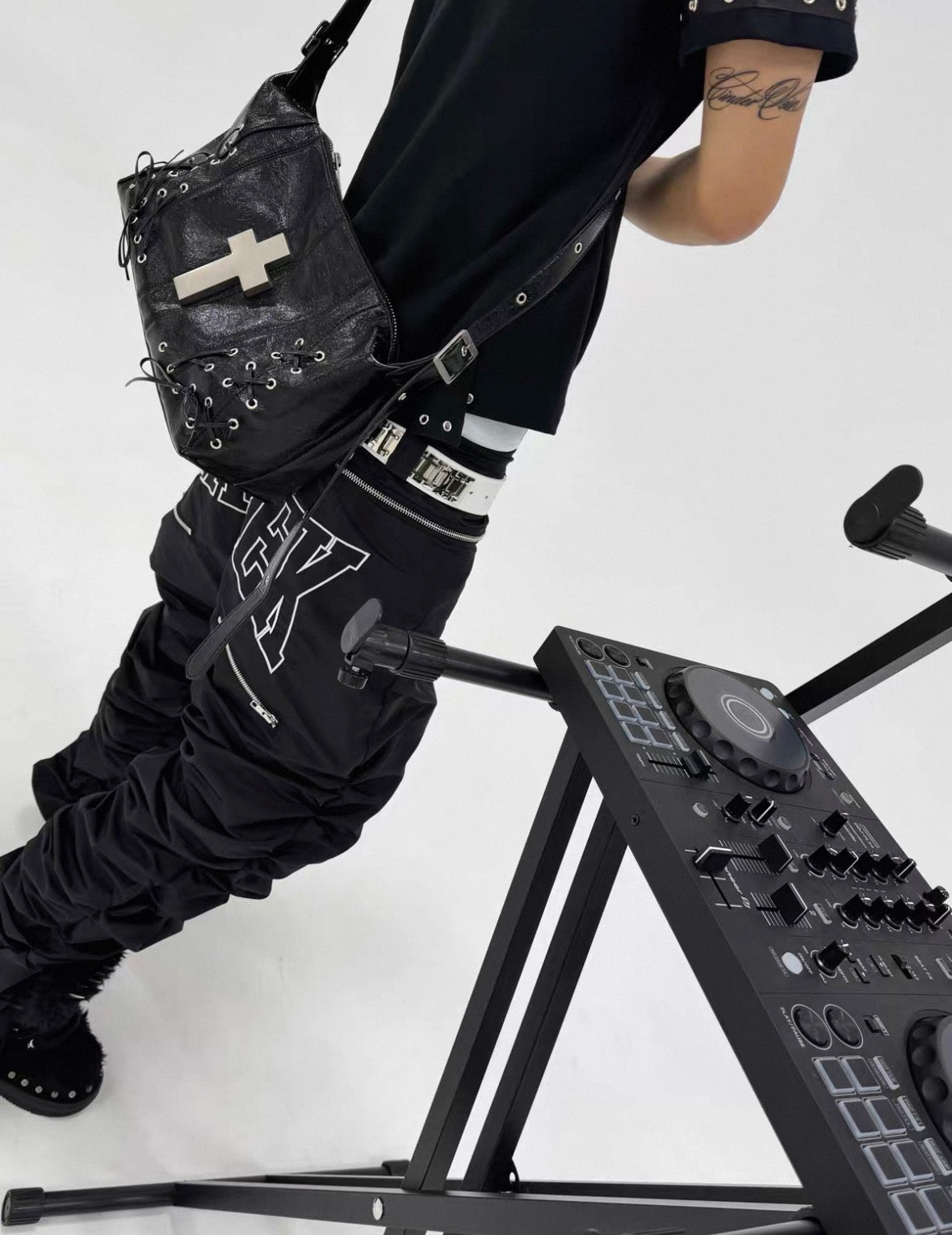 Cross Lace-Up Shoulder Bag