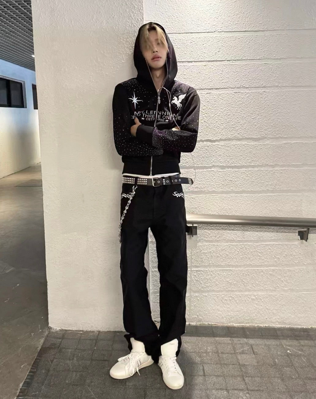 Celestial Embroidered Zip-Up Hoodie