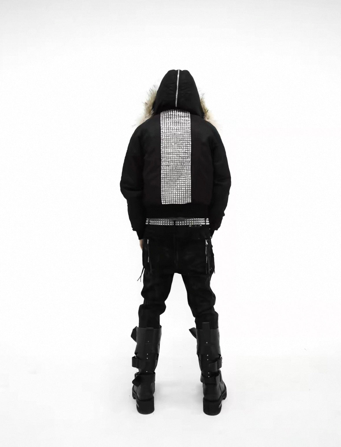 Waxed Coated Studded Skinny Jeans