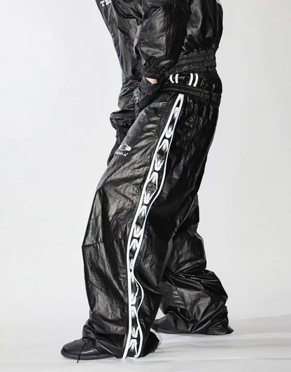 Double Waist PU Coated Track Pants