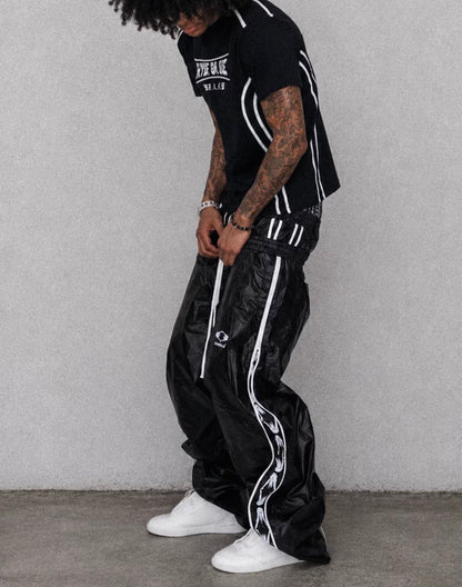 Double Waist PU Coated Track Pants