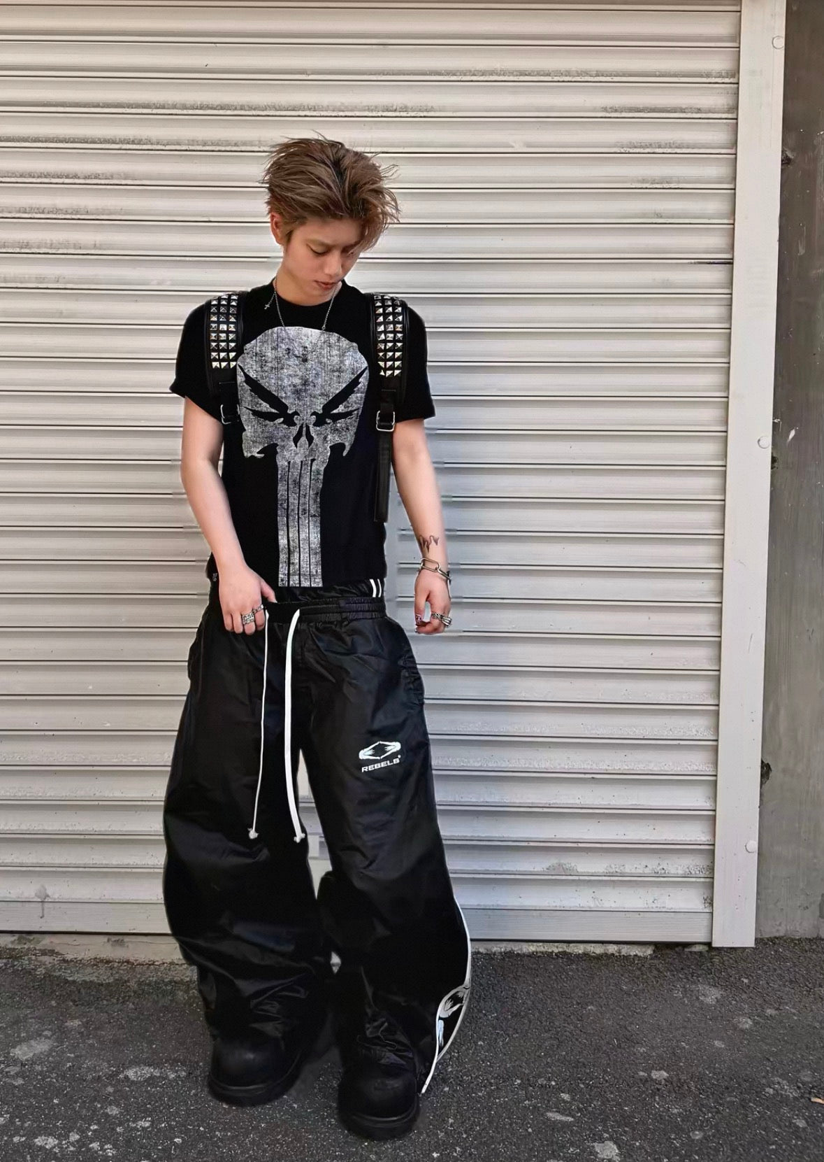 Double Waist PU Coated Track Pants