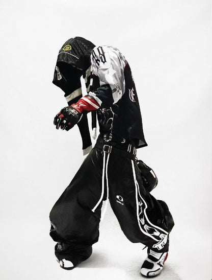 Double Waist PU Coated Track Pants