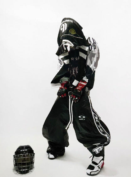 Double Waist PU Coated Track Pants