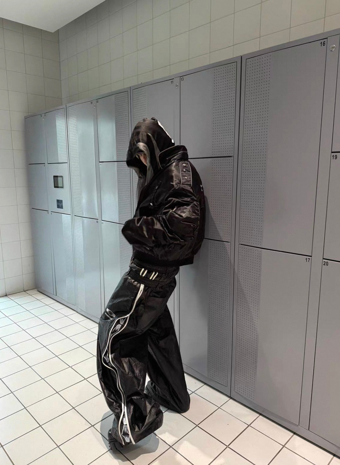 Double Waist PU Coated Track Pants