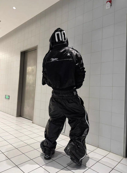 Double Waist PU Coated Track Pants