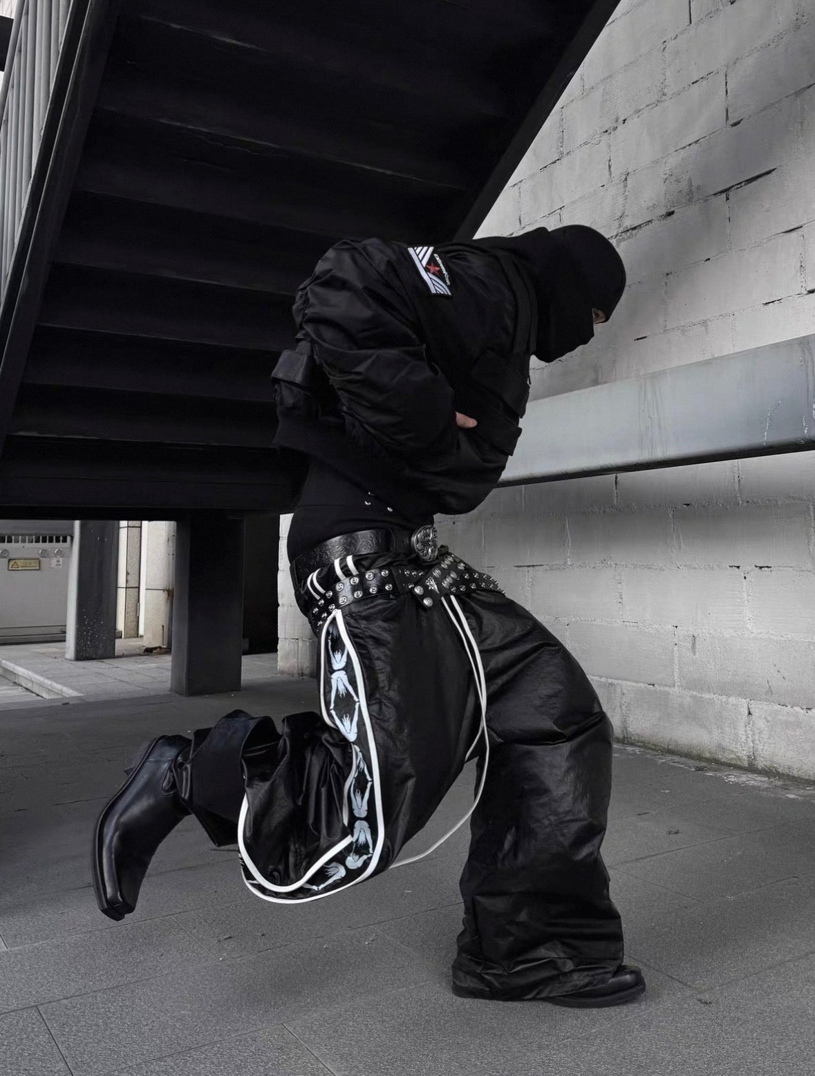 Double Waist PU Coated Track Pants
