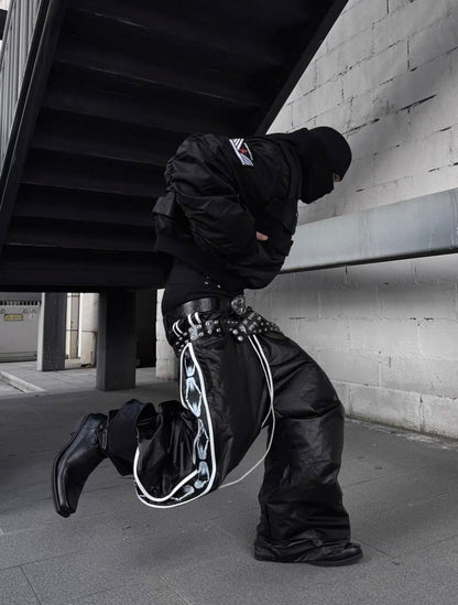Double Waist PU Coated Track Pants