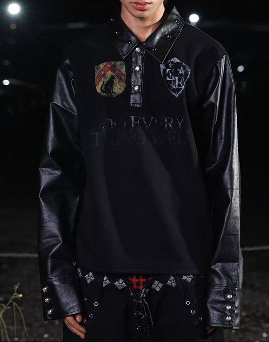 Red Star Long Sleeve Polo Sweatshirt