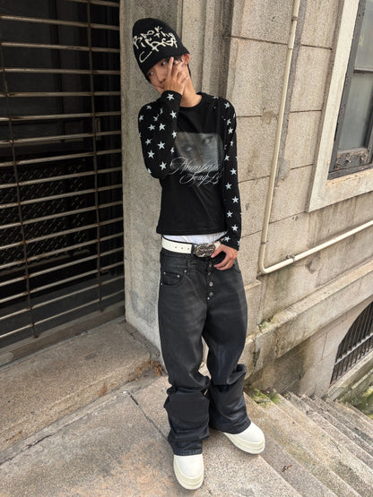 Star Sleeve Graphic Raglan Long Sleeve T-Shirt