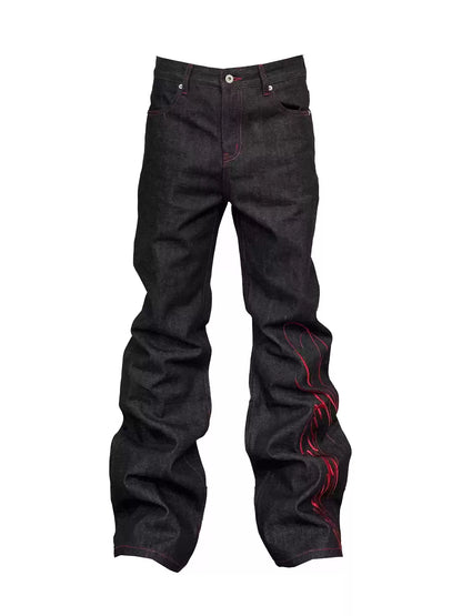 Floral Embroidered Straight Leg Jeans