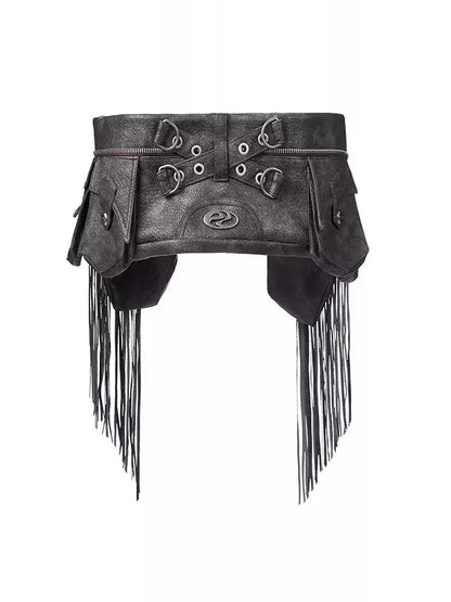 Fringed Pocket Waist Bag Belt