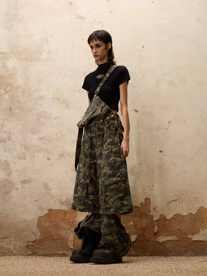 3-in-1 Detachable Suspender Camo Cargo Pants