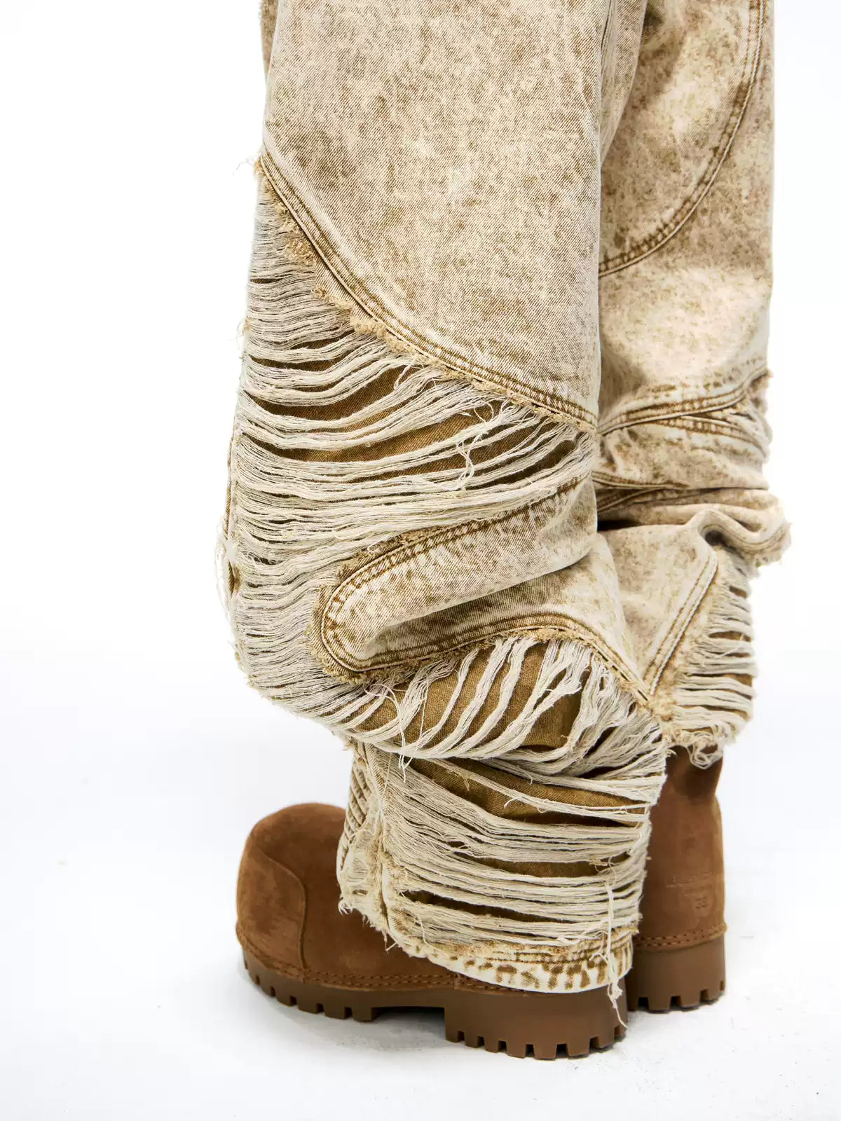 Apricot Distressed Curved-Leg Jeans