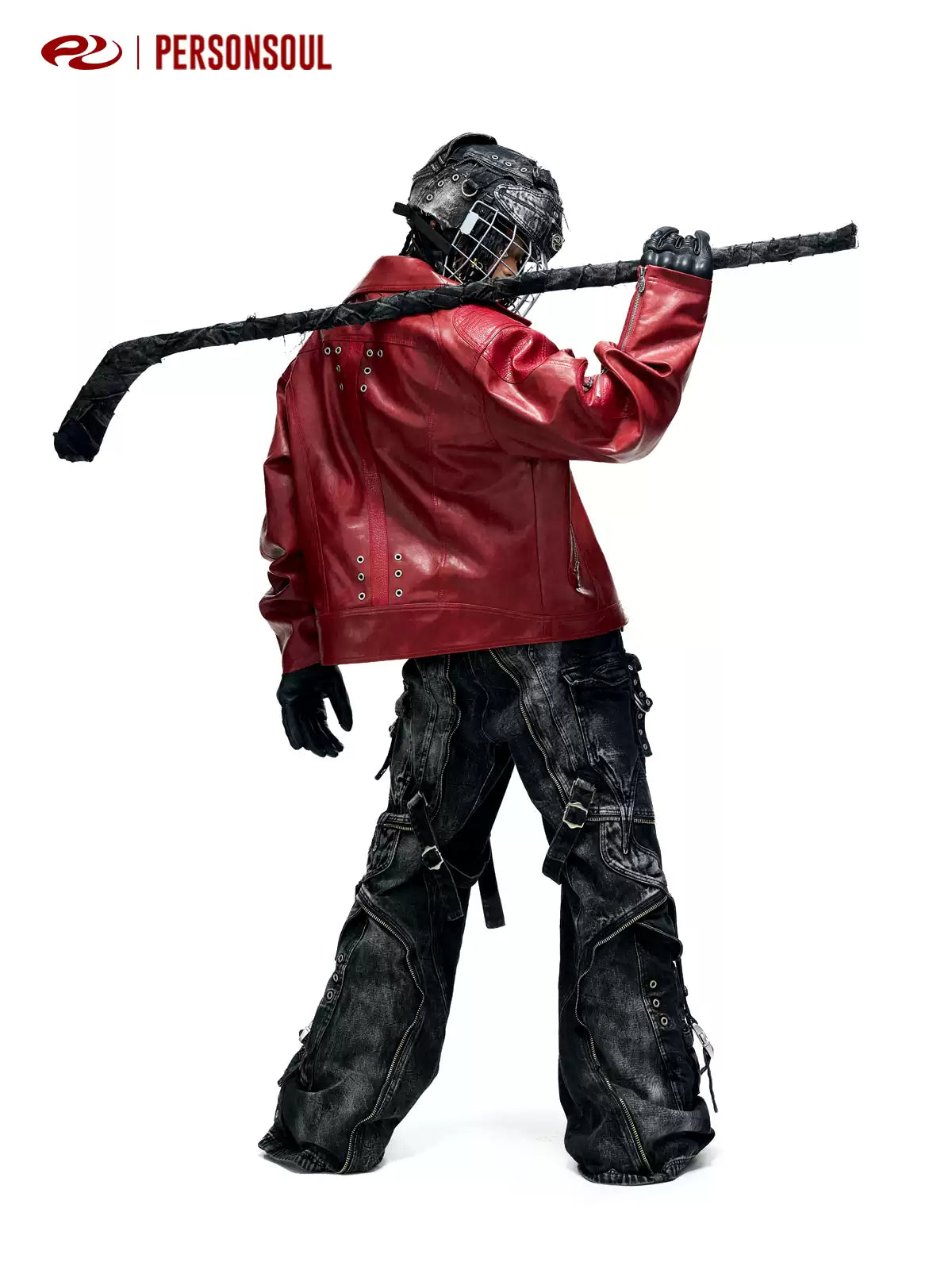 Red Crinkled PU Leather Jacket