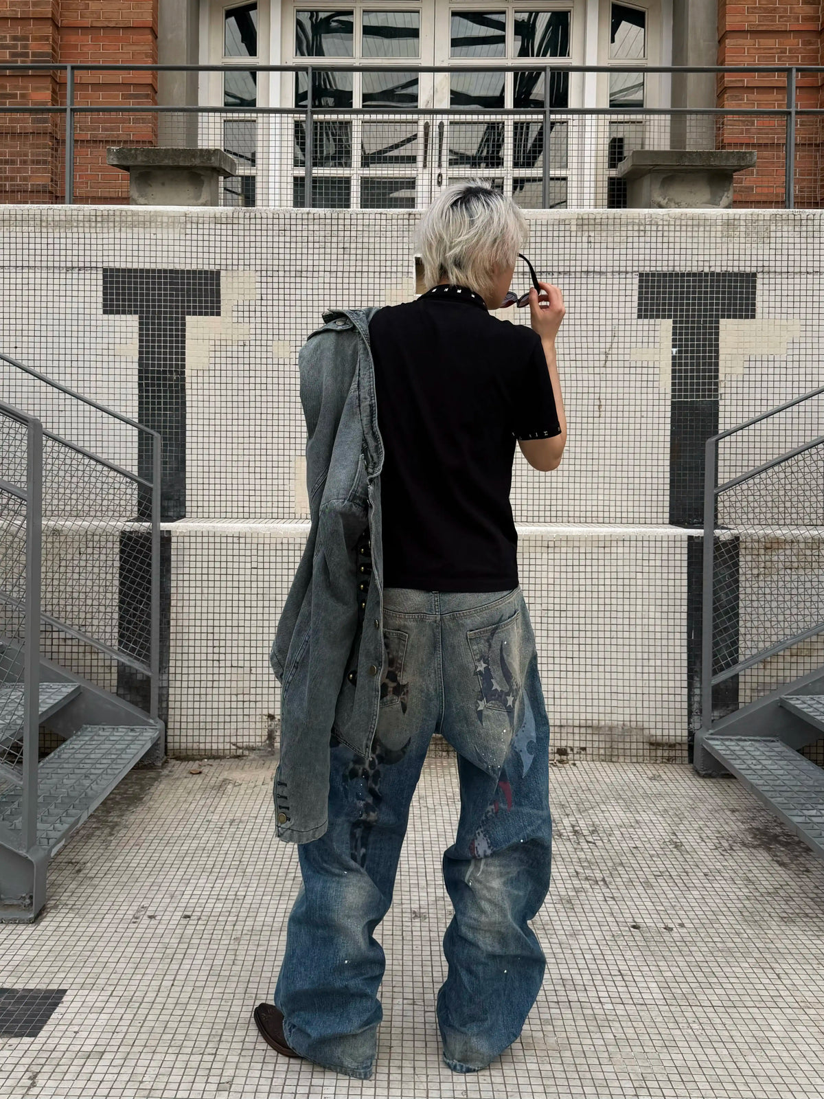 Vintage Washed Distressed Baggy Jeans