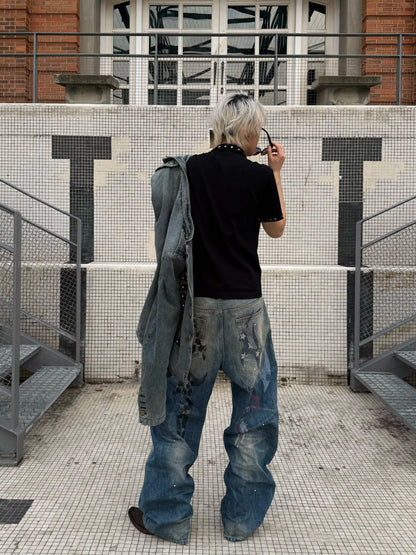 Vintage Washed Distressed Baggy Jeans